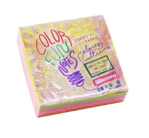 Block 200 hojas - 7,5 * 7,5 cm. Colores Intercalados.