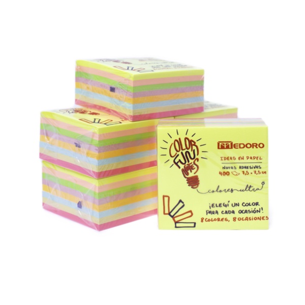 Cubo Mágico 400 hojas - 7,5 * 7,5 cm. Colores Intercalados.